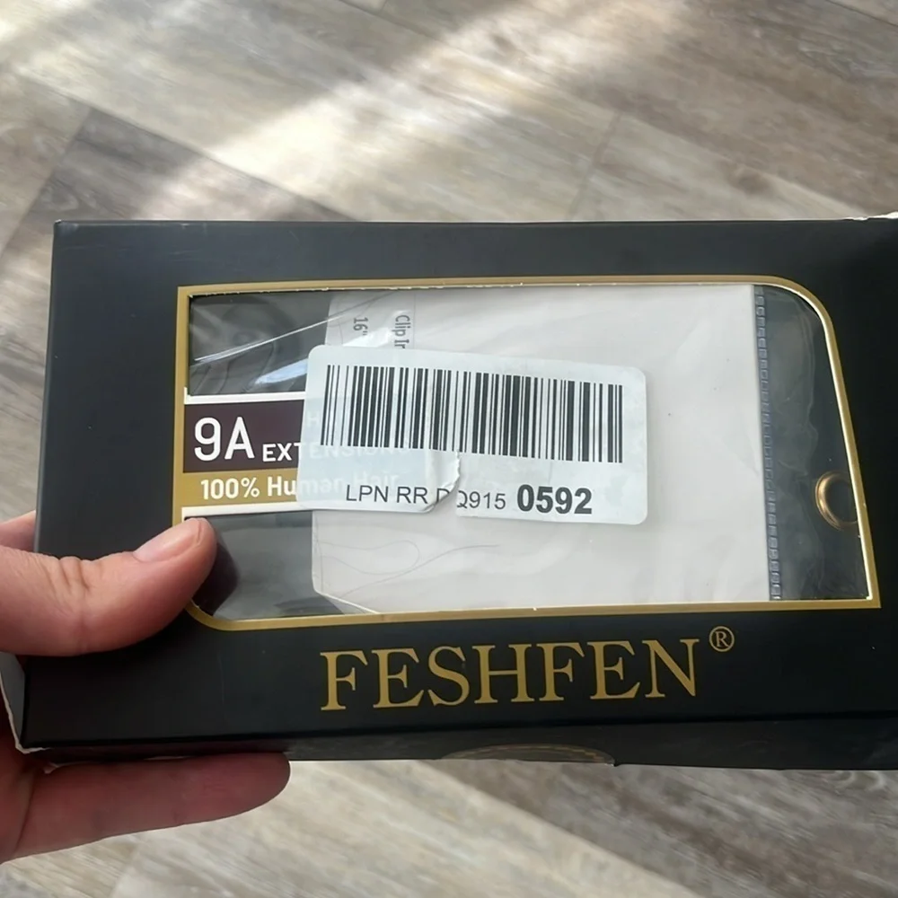 FESHFEN Clip in Human Hair Extensions color 1B 7 PCS 16 in 110g NWT